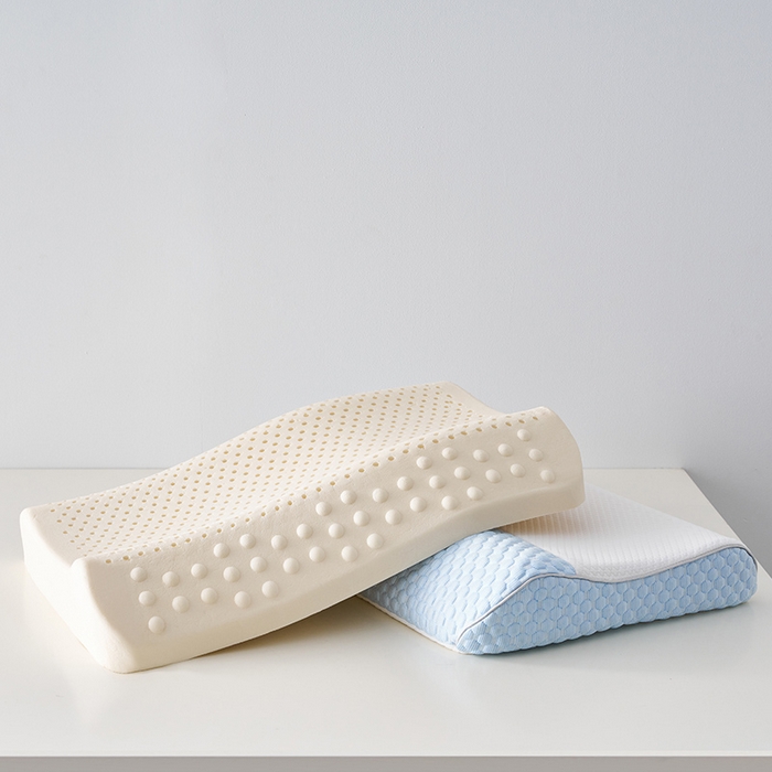 91家纺网 家纺一手货源 找家纺 沃兰国际 2025新款豆豆牵引乳胶枕枕头枕芯 蓝色