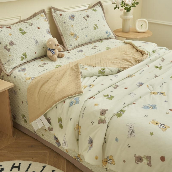 91家纺网 家纺一手货源 找家纺 子由家居 2025新款凉感丝豆豆夏被四件套 凉感豆豆被-旺财