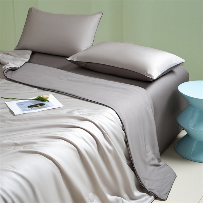 91家纺网 家纺一手货源 找家纺 笙意家纺 2025新款凉感水洗真丝麻绳双拼夏凉被-华尔兹系列 华尔兹-山灰+中灰