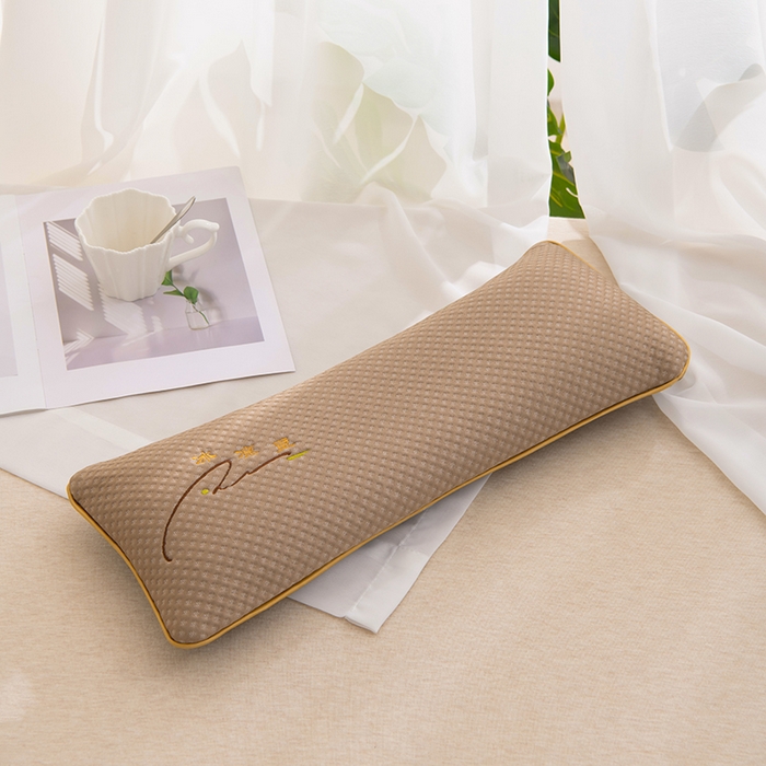 91家纺网 家纺一手货源 找家纺 芯洲 2025年新款荞麦枕颈椎枕凉感冰豆豆夏季时尚护颈枕 冰感豆颈椎枕-咖  20*50cm