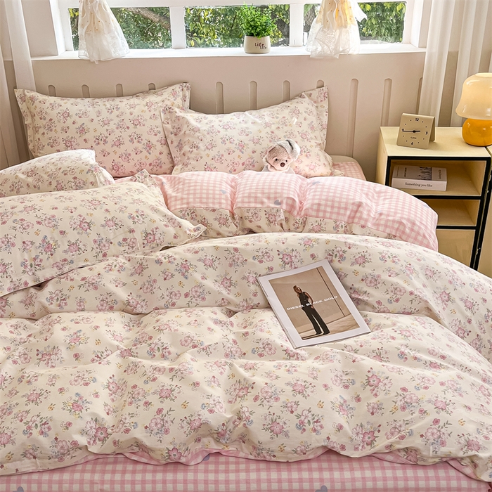 91家纺网 家纺一手货源 找家纺 大吉 2025新款100全棉纯棉喷气小清新被套四件套纯棉三件套床笠四件套单被套单枕套 梦幻花园