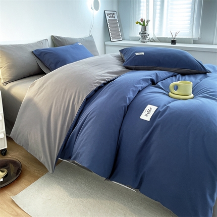 91家纺网 家纺一手货源 找家纺 （总）798家纺 2025新款全棉13070纯色双拼系列单被套场景二