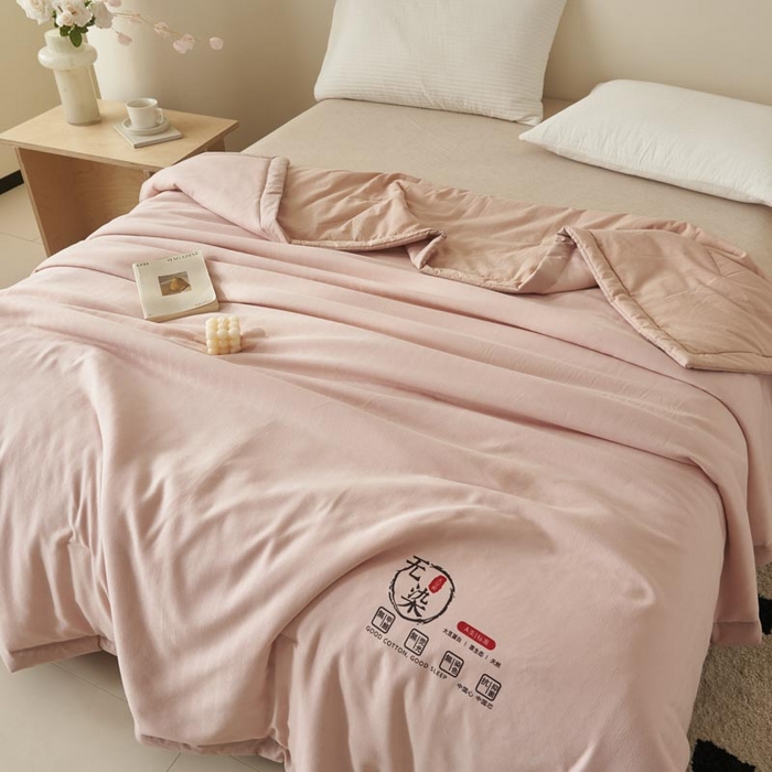 91家纺网 家纺一手货源 找家纺 子由家居 2025新款水洗棉原棉提花大豆夏被被子被芯 原棉-粉