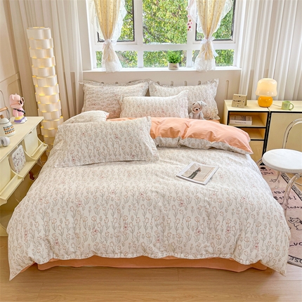 91家纺网 家纺一手货源 找家纺 （总）大吉 2025新款100全棉纯棉喷气小清新被套四件套纯棉三件套床笠四件套单被套单枕套