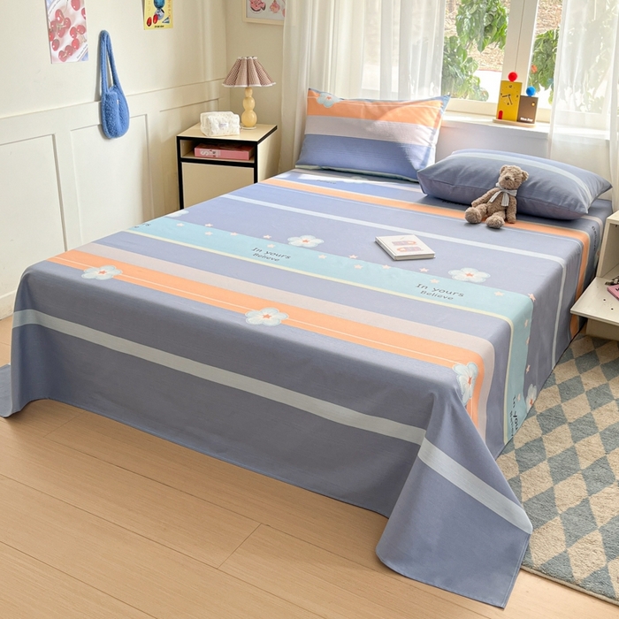 91家纺网 家纺一手货源 找家纺 莱通2025新款原棉老粗布床单 时尚花都