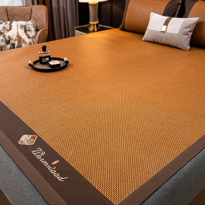 91家纺网 家纺一手货源 找家纺 81号家纺 2025新款古藤席三件套凉席三件套 古藤席-冰爽咖