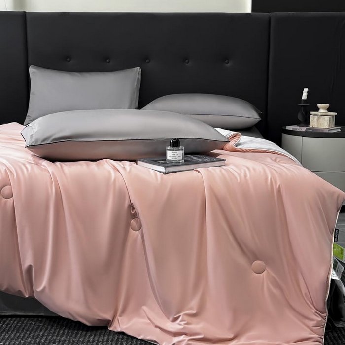 91家纺网 家纺一手货源 找家纺 子由家居 2025新款锦纶凉感大豆纤维夏被被子被芯 即刻凉感-浅豆沙