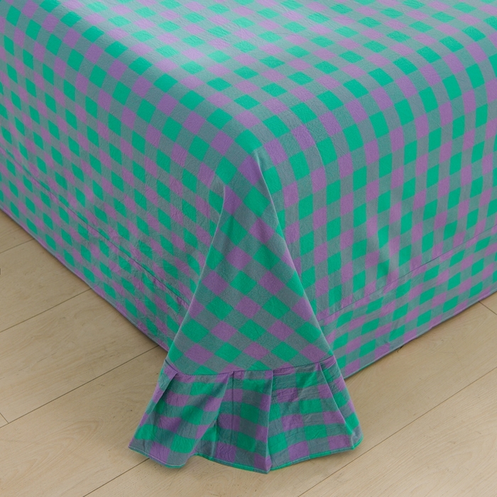 91家纺网 家纺一手货源 找家纺 润淳家居 2025新款A类全棉水洗棉四件套三件套 蓝紫三分格