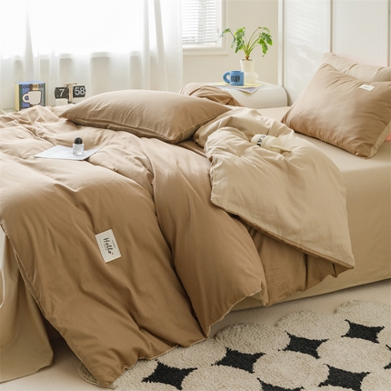 91家纺网 家纺一手货源 找家纺 （总）798家纺 2025新款全棉13070纯色双拼系列单被套场景一