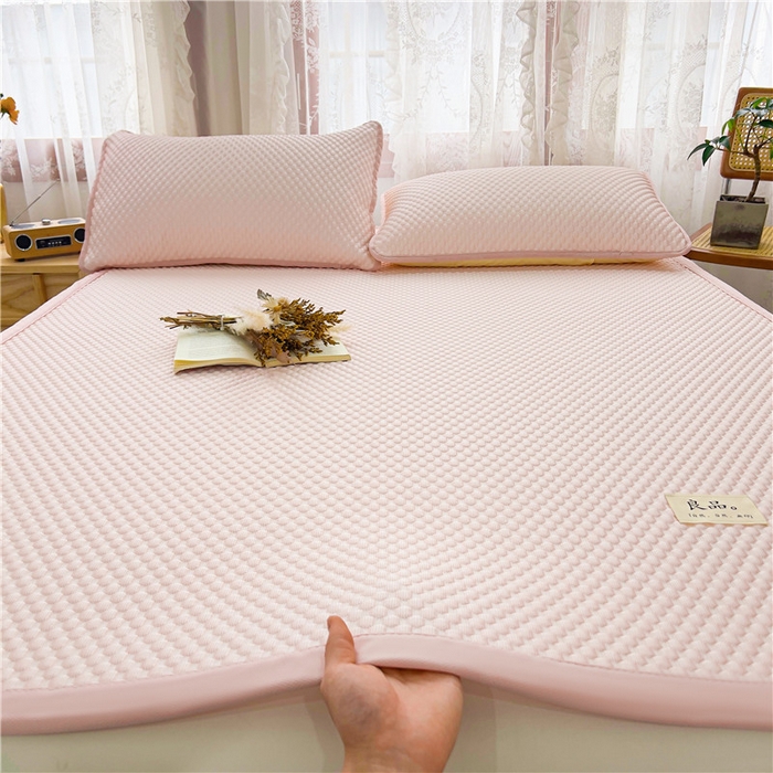 91家纺网 家纺一手货源 找家纺 喜居 2025新款无印风豆豆席宽边平席冰豆豆凉豆豆凉席 浅妃粉