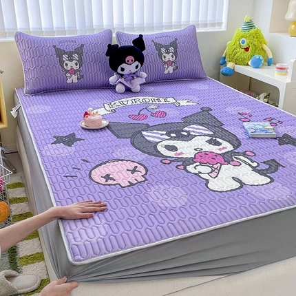 91家纺网 家纺一手货源 找家纺 米帛2025新款大版三丽鸥乳胶凉席-床笠款 圆点库洛米