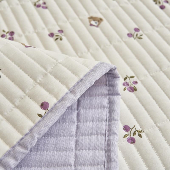 91家纺网 家纺一手货源 找家纺 子由家居 2025新款纯棉印花夹棉床盖 纯棉床盖-葡萄