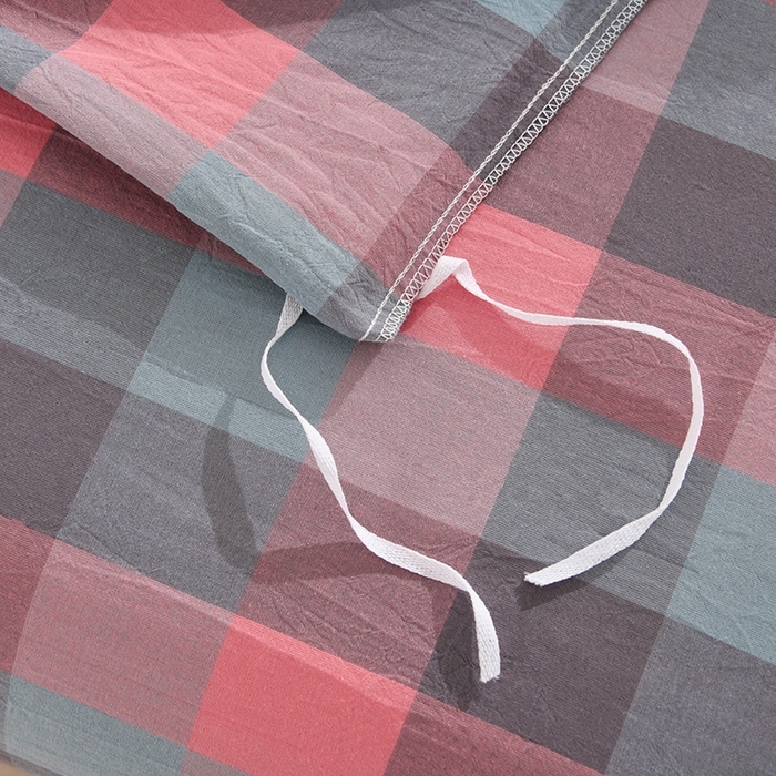 91家纺网 家纺一手货源 找家纺 润淳家居 2025新款A类全棉水洗棉四件套三件套 粉灰 中格