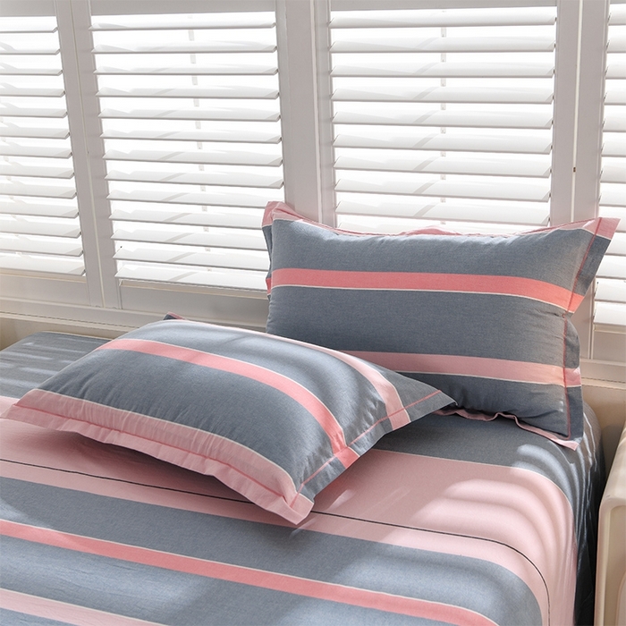 91家纺网 家纺一手货源 找家纺 润淳家居 2025新款A类全棉水洗棉四件套三件套 米菲 粉