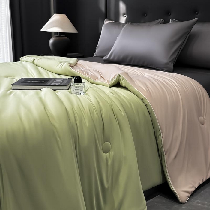 91家纺网 家纺一手货源 找家纺 子由家居 2025新款锦纶凉感大豆纤维夏被被子被芯 即刻凉感-抹绿