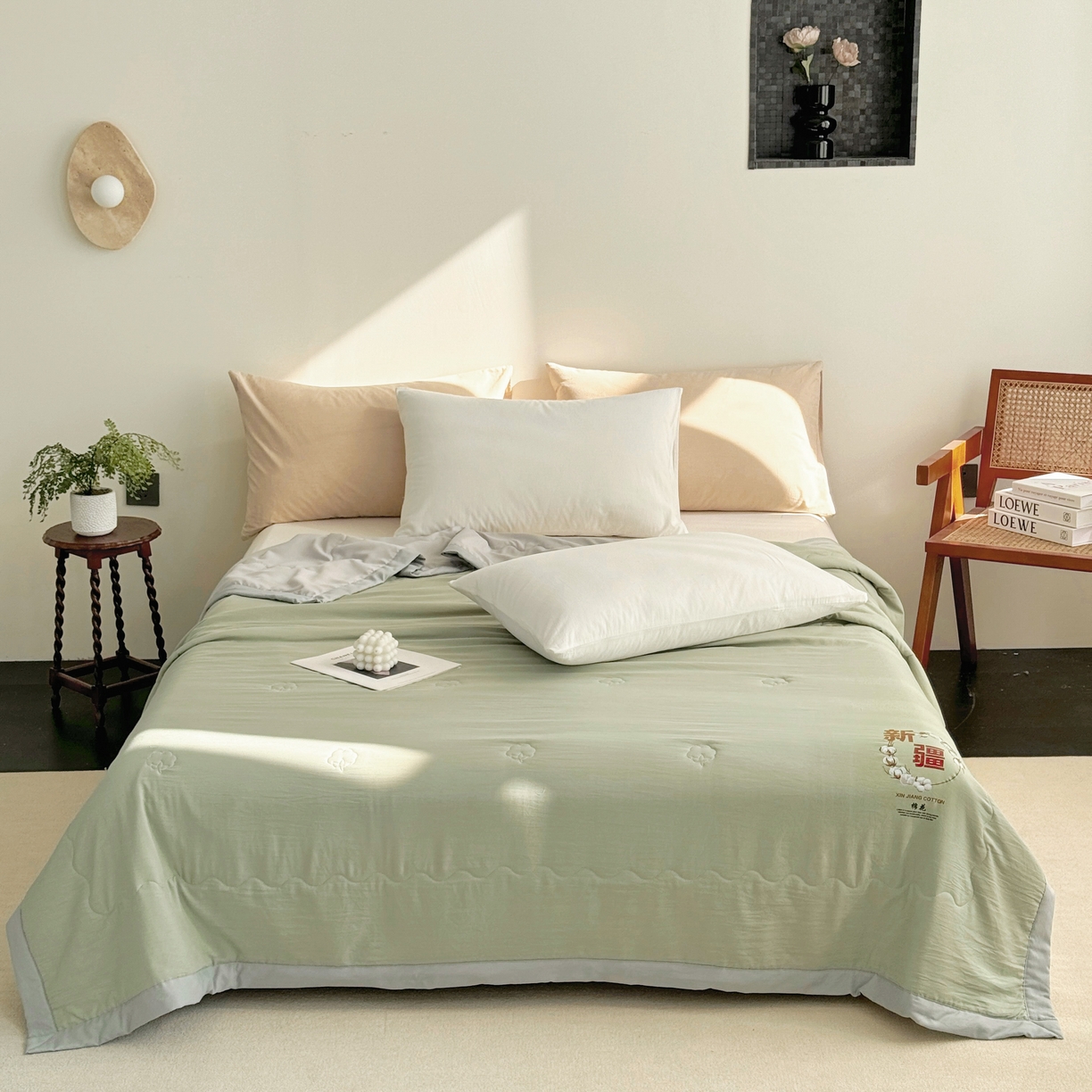 91家纺网 家纺一手货源 找家纺 2025野马新款夏被 糯糯棉-水绿