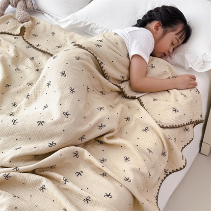 （总）五月家纺 2025新款A类全棉双层纱布毯夏被毯盖毯双层纱浴巾毯