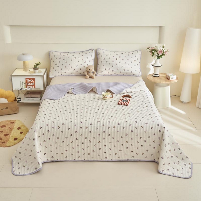 91家纺网 家纺一手货源 找家纺 子由家居 2025新款纯棉印花夹棉床盖 纯棉床盖-葡萄