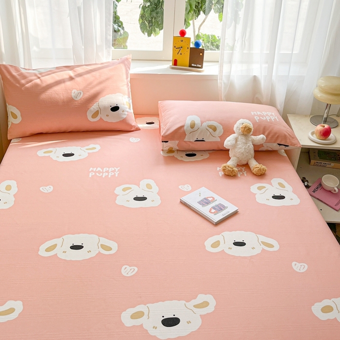 91家纺网 家纺一手货源 找家纺 莱通2025新款原棉老粗布床单 皮皮狗