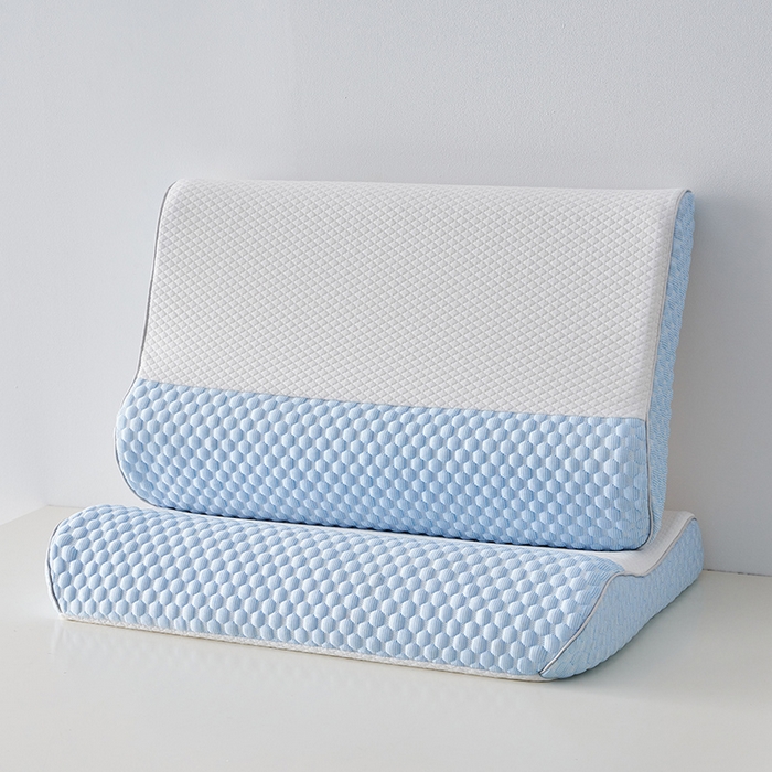 91家纺网 家纺一手货源 找家纺 沃兰国际 2025新款豆豆牵引乳胶枕枕头枕芯 蓝色