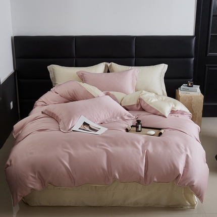 91家纺网 家纺一手货源 找家纺 （总）于果 2025新款简约双拼兰精天丝四件套