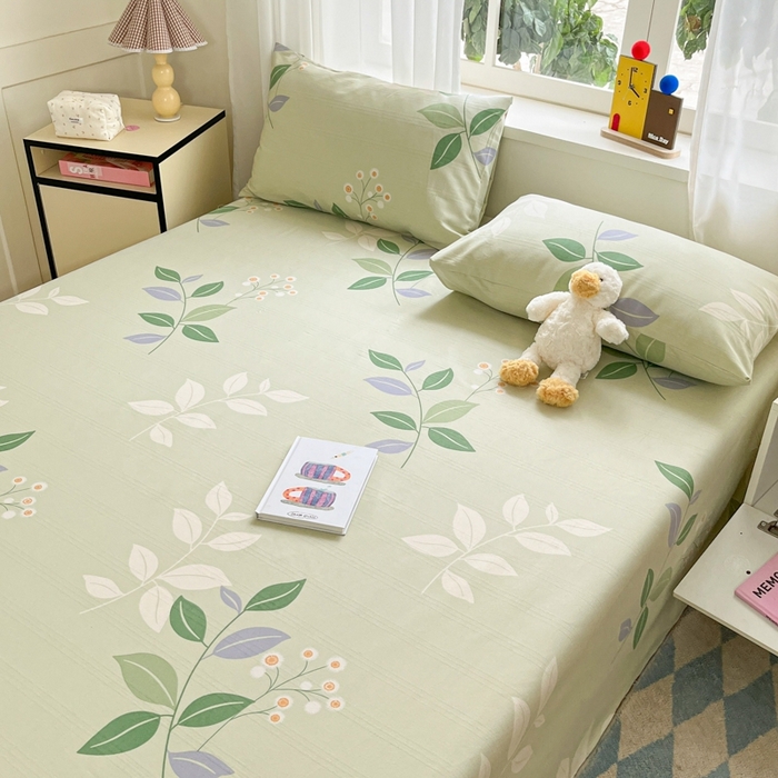 91家纺网 家纺一手货源 找家纺 莱通2025新款原棉老粗布床单 叶恋风韵