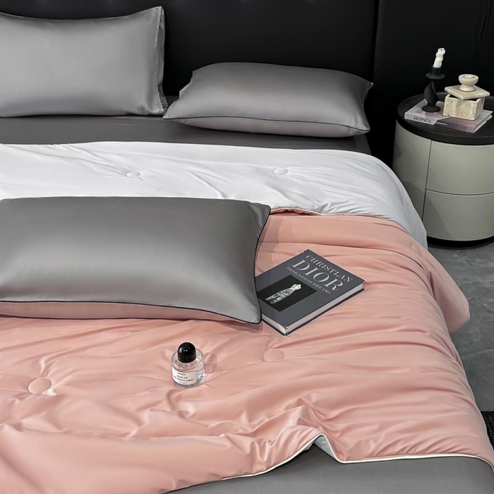 91家纺网 家纺一手货源 找家纺 子由家居 2025新款锦纶凉感大豆纤维夏被被子被芯 即刻凉感-浅豆沙