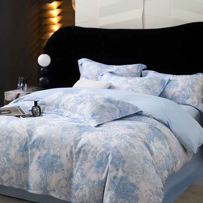 91家纺网 家纺一手货源 找家纺 2025春夏新款【奥斯汀】红金裸盖™棉全棉纯棉红金裸盖棉四件套 （标准号全网控价（折后券后）不低于199元） 奥斯汀-蓝