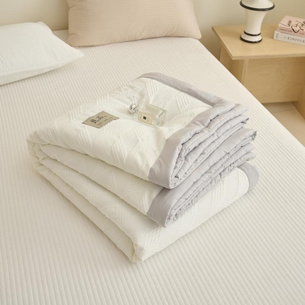 子由家居 2025新款针织菱形格提花大豆被被子被芯 菱形格-浅灰