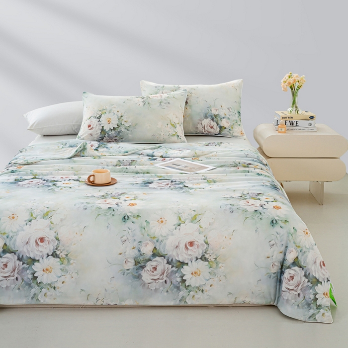 91家纺网 家纺一手货源 找家纺 欧雅搁家纺 2025新款3D数码印花有氨冷感冰激淋凉感丝夏被空调被大豆纤维被子夏凉被 烟雨霓裳