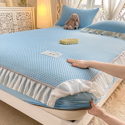 91家纺网 家纺一手货源 找家纺 （总）眠势力 2025新款华夫格花边床笠豆豆凉席款夏季凉感床垫保护套 （提供买家秀）