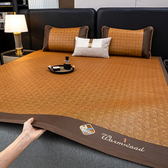 91家纺网 家纺一手货源 找家纺 81号家纺 2025新款古藤席三件套凉席三件套 古藤席-冰凌花