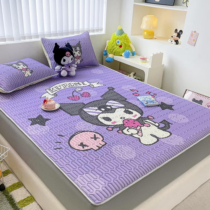 91家纺网 家纺一手货源 找家纺 米帛家纺2025新款大版三丽鸥乳胶凉席-绑带款 圆点库洛米