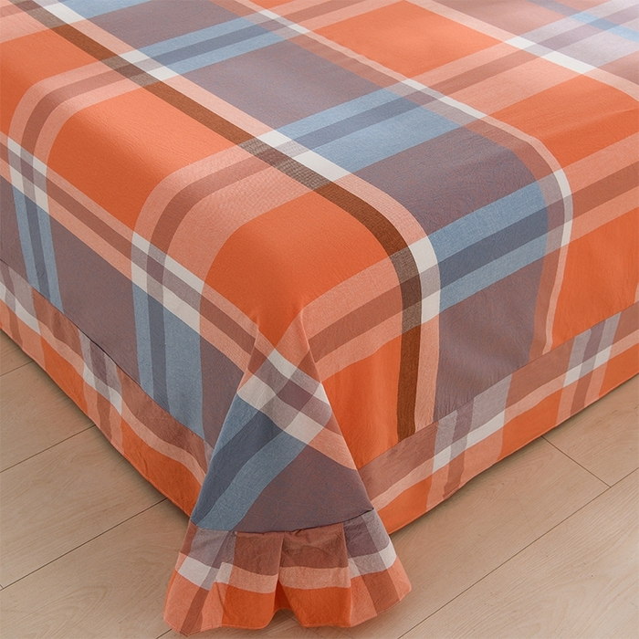 91家纺网 家纺一手货源 找家纺 润淳家居 2025新款A类全棉水洗棉四件套三件套 爱丁堡 桔