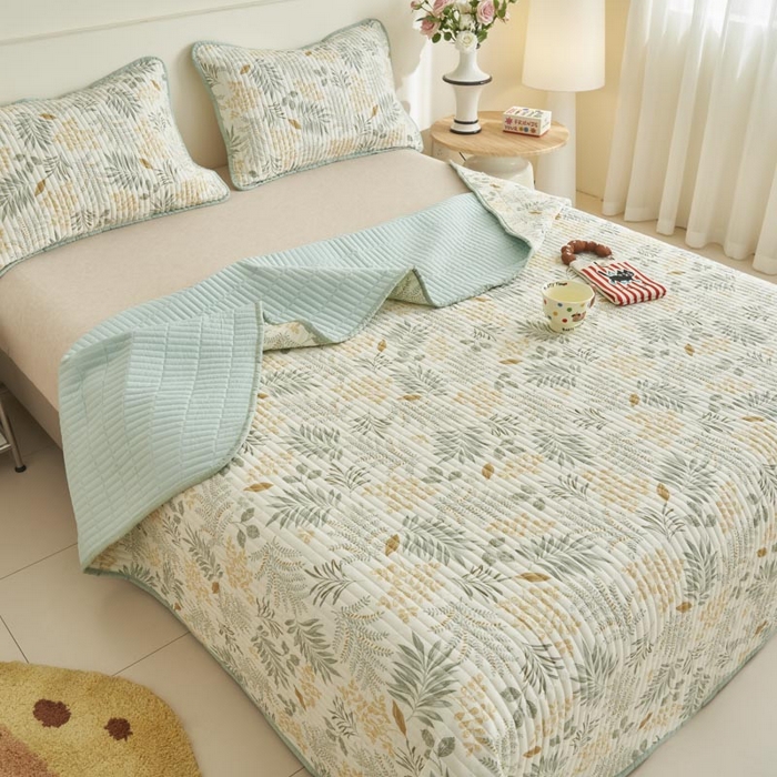 91家纺网 家纺一手货源 找家纺 子由家居 2025新款纯棉印花夹棉床盖 纯棉床盖-佰草集