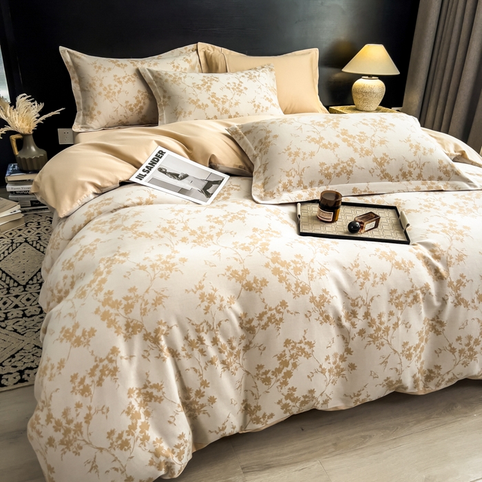 91家纺网 家纺一手货源 找家纺 倾慕家纺 2025新款60S提花全棉四件套 爱玲说卡其