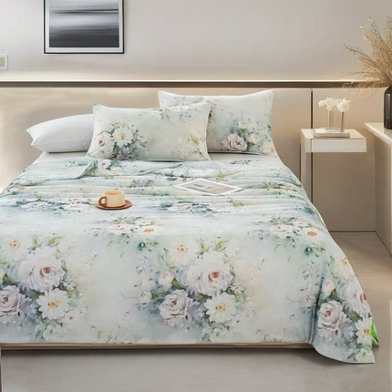 欧雅搁家纺 2025新款3D数码印花有氨冷感冰激淋凉感丝夏被空调被大豆纤维被子夏凉被 烟雨霓裳