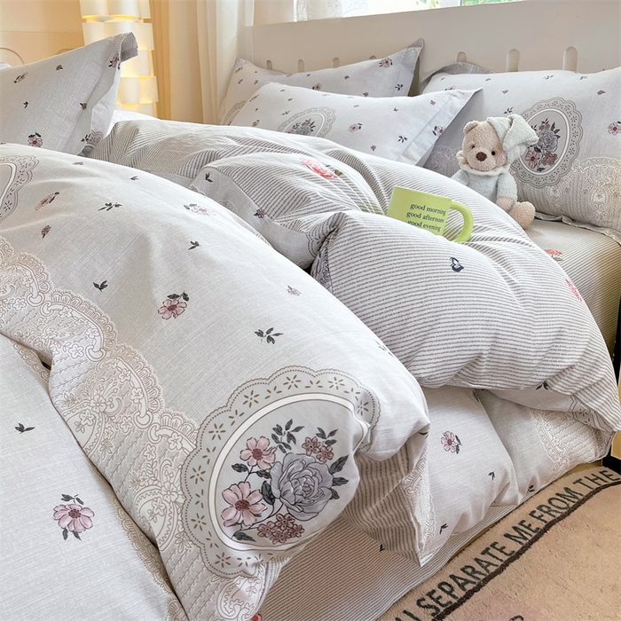 91家纺网 家纺一手货源 找家纺 大吉 2025新款100全棉纯棉喷气小清新被套四件套纯棉三件套床笠四件套单被套单枕套 法式庄园