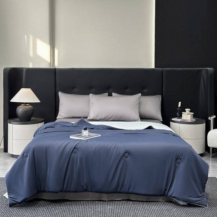 91家纺网 家纺一手货源 找家纺 子由家居 2025新款锦纶凉感大豆纤维夏被被子被芯 即刻凉感-蓝色