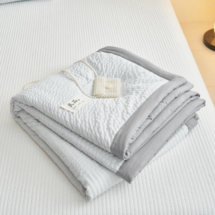 91家纺网 家纺一手货源 找家纺 子由家居 2025新款水洗棉泡泡格大豆纤维夏被被子被芯 泡泡格-浅灰