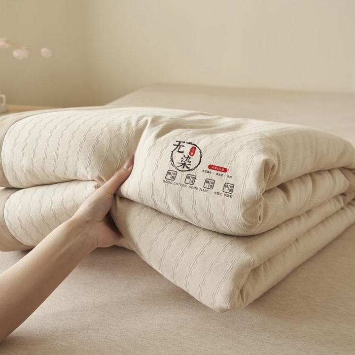 91家纺网 家纺一手货源 找家纺 子由家居 2025新款水洗棉原棉提花大豆夏被被子被芯 原棉-驼色
