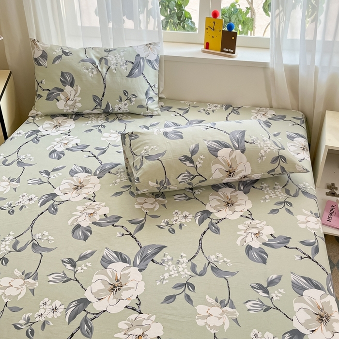 91家纺网 家纺一手货源 找家纺 莱通2025新款原棉老粗布床单 绽放花枝