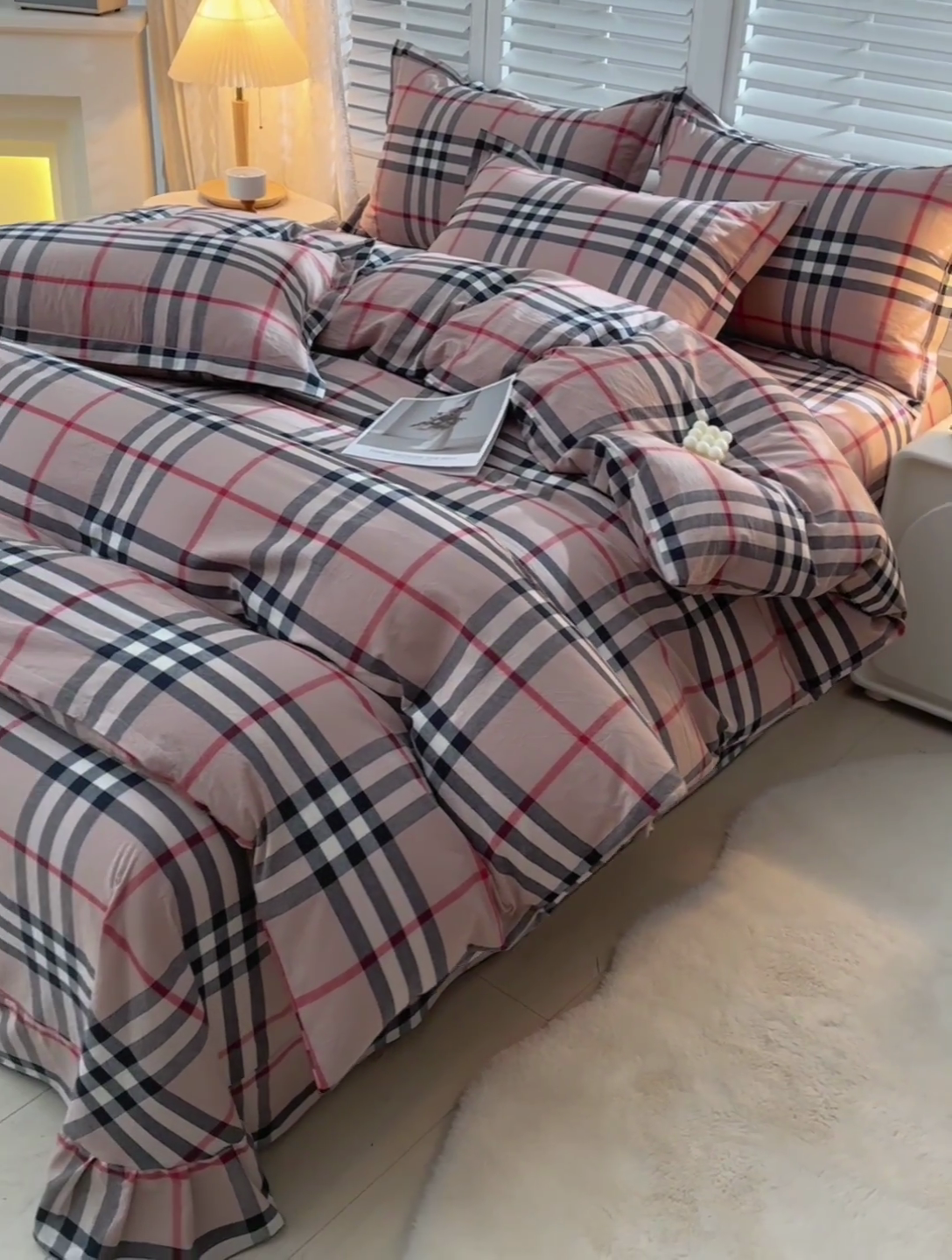 91家纺网 家纺一手货源 找家纺 润淳家居 2025新款A类全棉水洗棉四件套三件套 巴宝莉小格