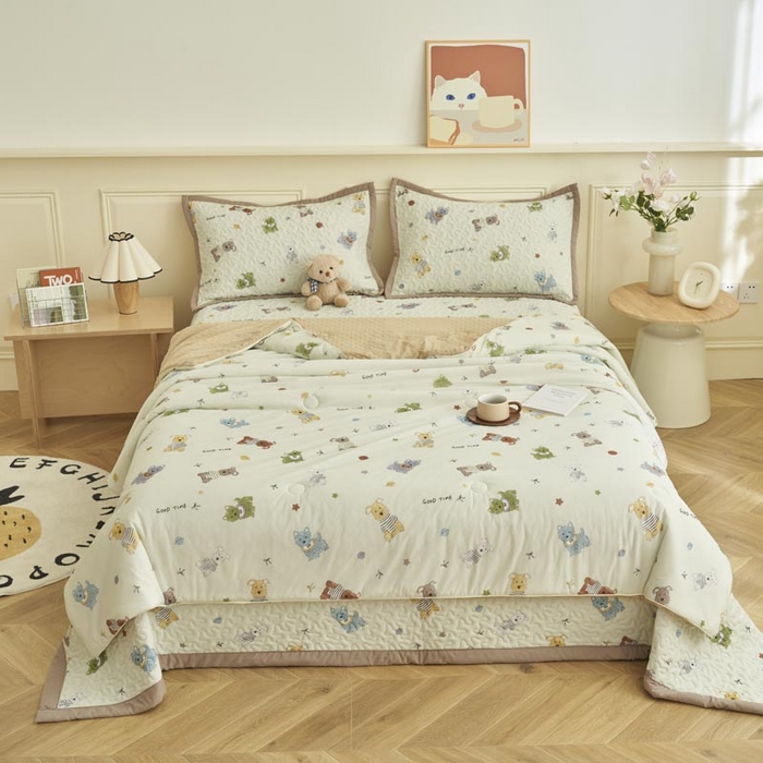 91家纺网 家纺一手货源 找家纺 子由家居 2025新款凉感丝豆豆夏被四件套 凉感豆豆被-旺财