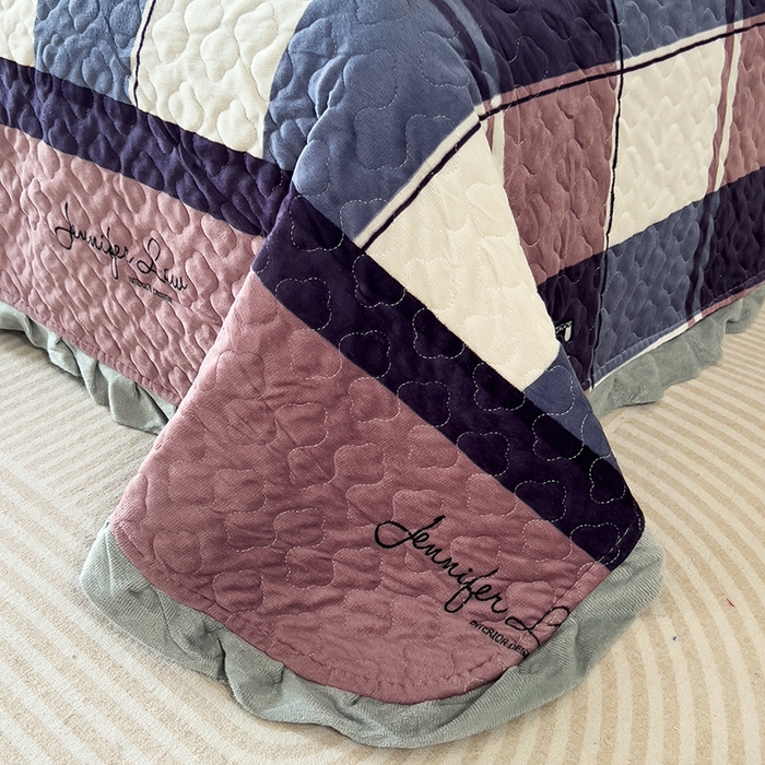 91家纺网 家纺一手货源 找家纺 2025新款水晶绒床单盖毯单人三件套花边毯子冬季加厚保暖双人加棉防滑绒毯 经典格子