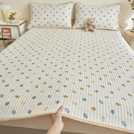 子由家居 2025新款纯棉印花夹棉床盖 棉花被-丰收