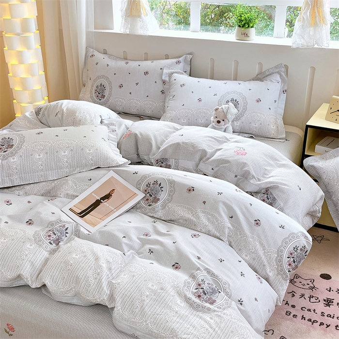 91家纺网 家纺一手货源 找家纺 大吉 2025新款100全棉纯棉喷气小清新被套四件套纯棉三件套床笠四件套单被套单枕套 法式庄园