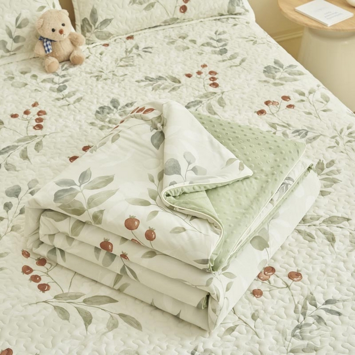 91家纺网 家纺一手货源 找家纺 子由家居 2025新款凉感丝豆豆夏被四件套 凉感豆豆被-硕果累累