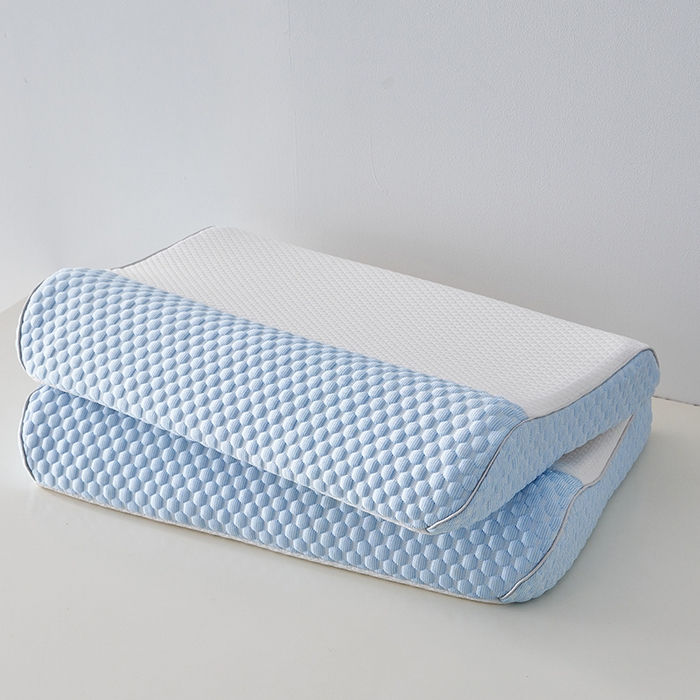 91家纺网 家纺一手货源 找家纺 沃兰国际 2025新款豆豆牵引乳胶枕枕头枕芯 蓝色