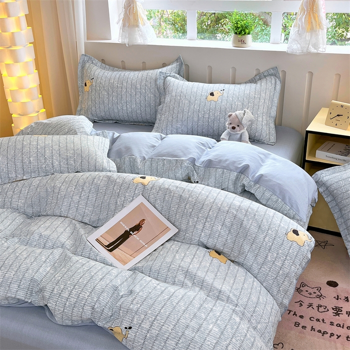 91家纺网 家纺一手货源 找家纺 大吉 2025新款100全棉纯棉喷气小清新被套四件套纯棉三件套床笠四件套单被套单枕套 蜡笔小象